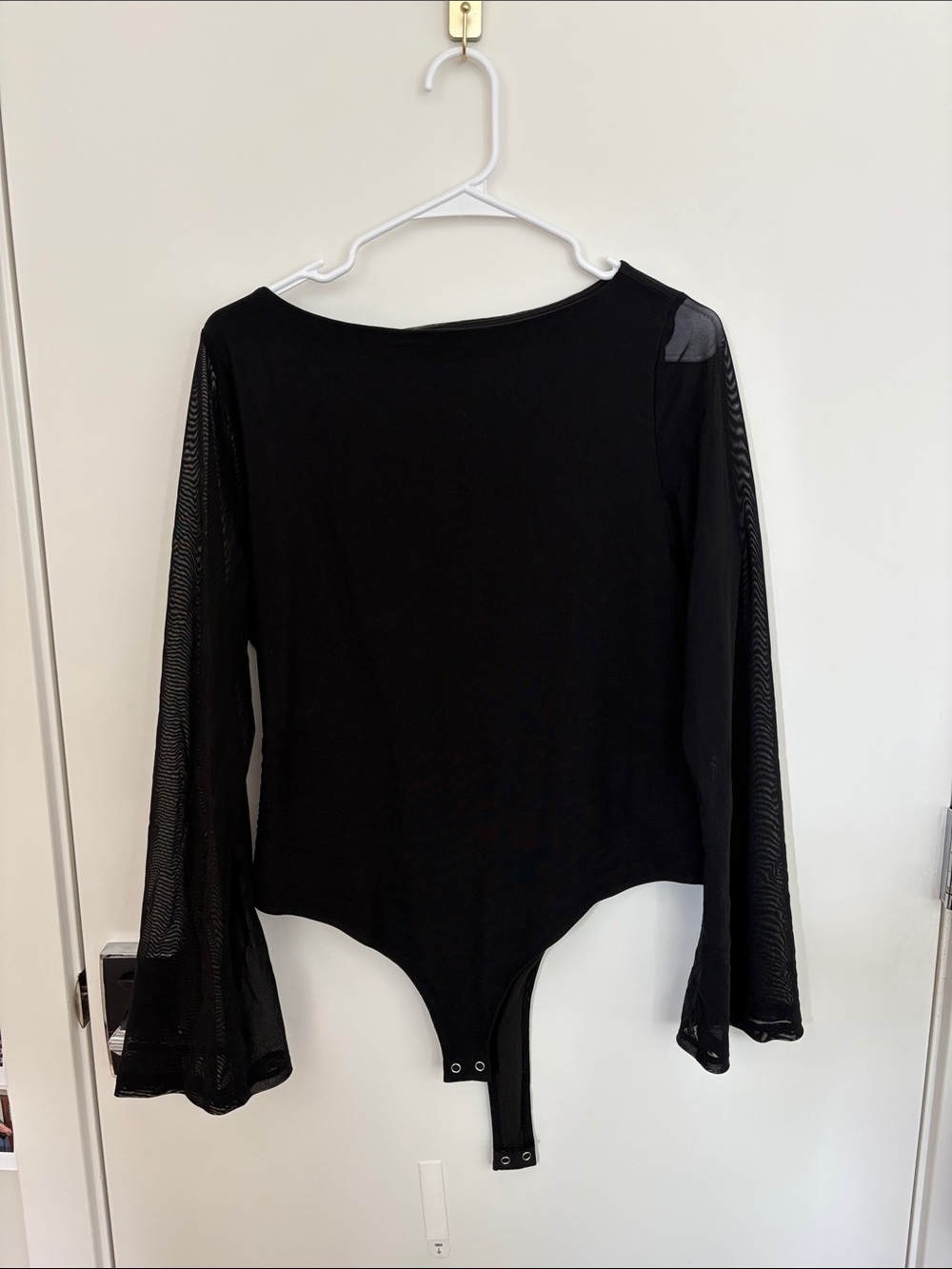 ReoRia Black Long-Sleeve Mesh Bodysuit